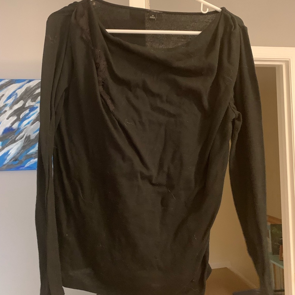 Black sweater with lace detail